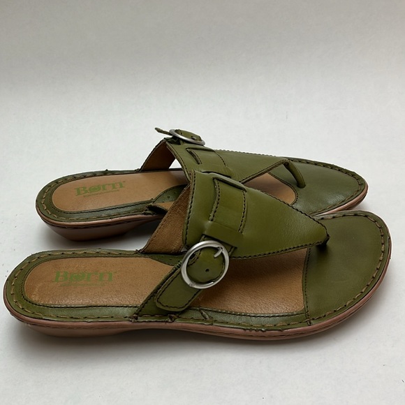 Born Women’s Sz 8 Green Sandals Leather Upper - Picture 4 of 8